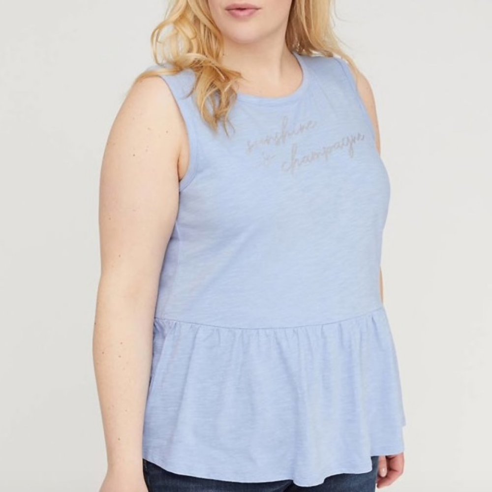 Lane Bryant 18/20 blue graphic Sunshine Champagne
